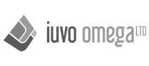 the iuvo omega logo black white gray